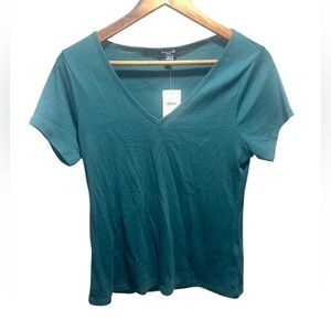 Splendid Teal Short Sleeve V-Neck Top